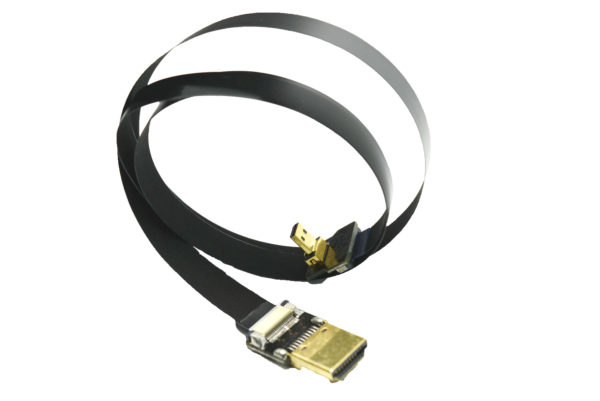 Micro HDMI D2 to Standard HDMI A1 flat slim thin low profile light weight fpv HDMI angled