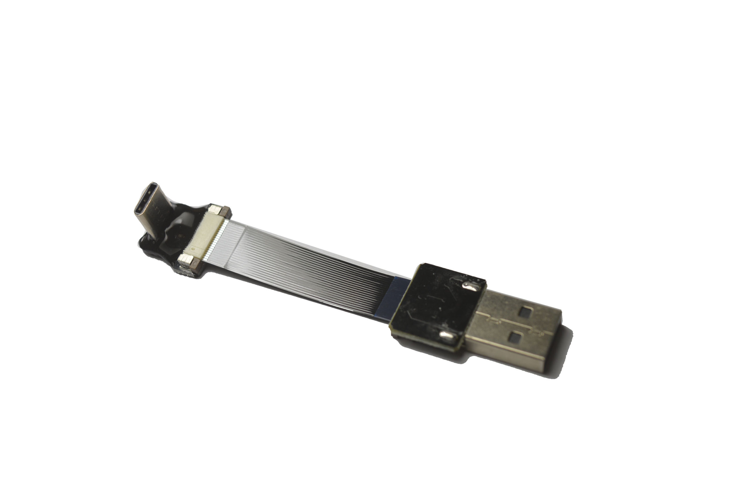 thumbnail image 2 of Permanent Black FFC USB C FPV Flat Slim Thin Ribbon FPC Cable USB Type-C 90 Degree To Standard USB A For Sync And Charging (40CM 2 of 13