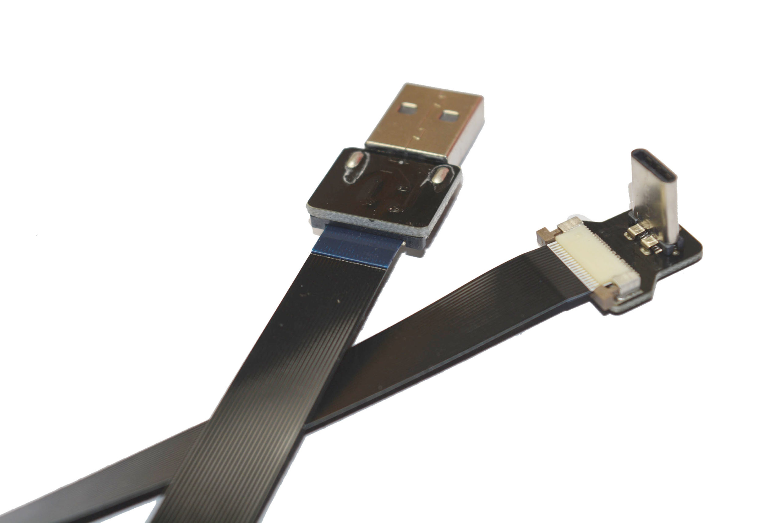 Slim Flat USB C 90 Degree Angled FPV Flat Slim Thin Ribbon FPC Cable USB  Type-C 90 Degree to Standard USB A for sync and Charging Black