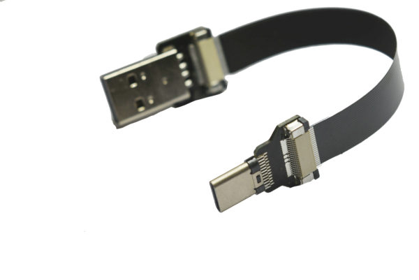 slim flat ribbon usb type c straight to stanadard USB A low profile short USBC