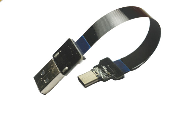 slim flat ribbon usb type c straight to stanadard USB A low profile short 15CM