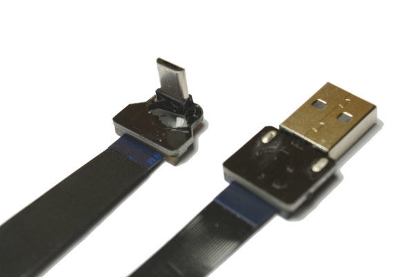 long Micro USB 90 degree angeld to Standard USB A flat slim