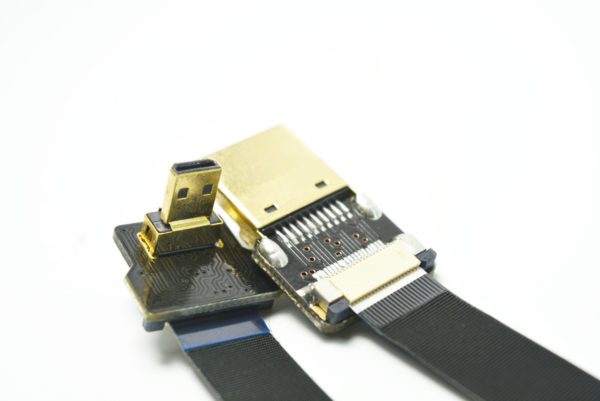 Micro HDMI D2 to Standard HDMI A1 flat slim thin low profile light weight fpv HDMI black permanent