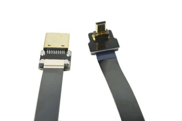 Micro HDMI D1 flat slim thin micro HDMI 90 to standard HDMI A1 thin soft flexible black