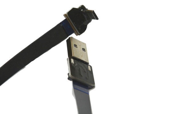 flat slim thin micro USB angled to standard USB A low proflie light